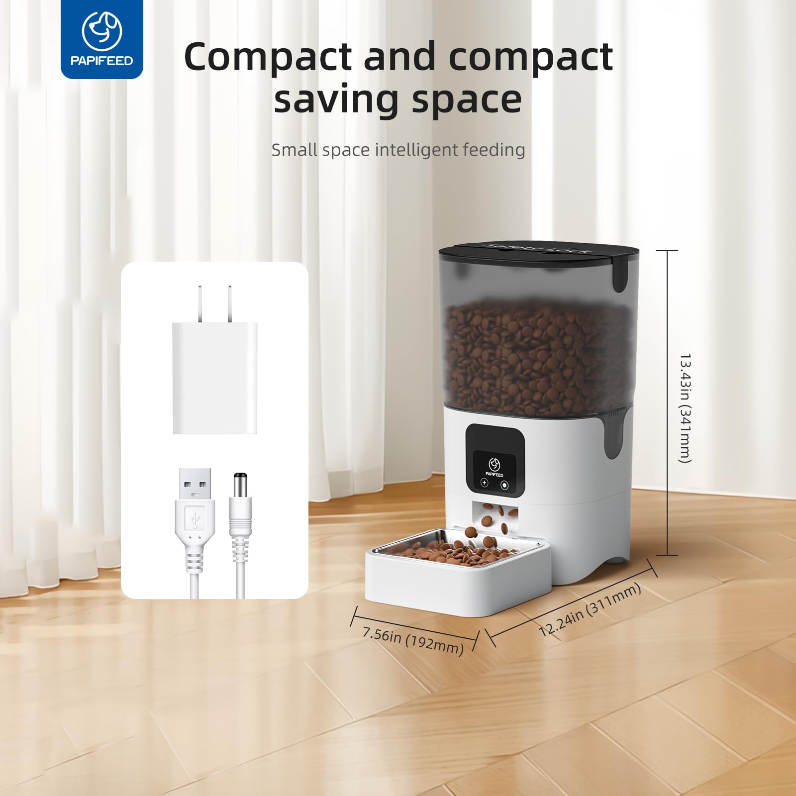 PAPIFEED-compact-dog-cat-feeder-6l presents ample capacity for meals.