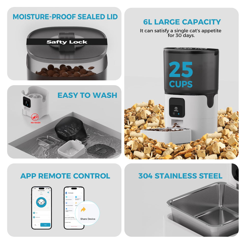 PAPIFEED detachable tank and stainless steel bowl for easy cleaning.