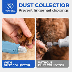 PAPIFEED dust-proof cover captures debris to keep grooming tidy.