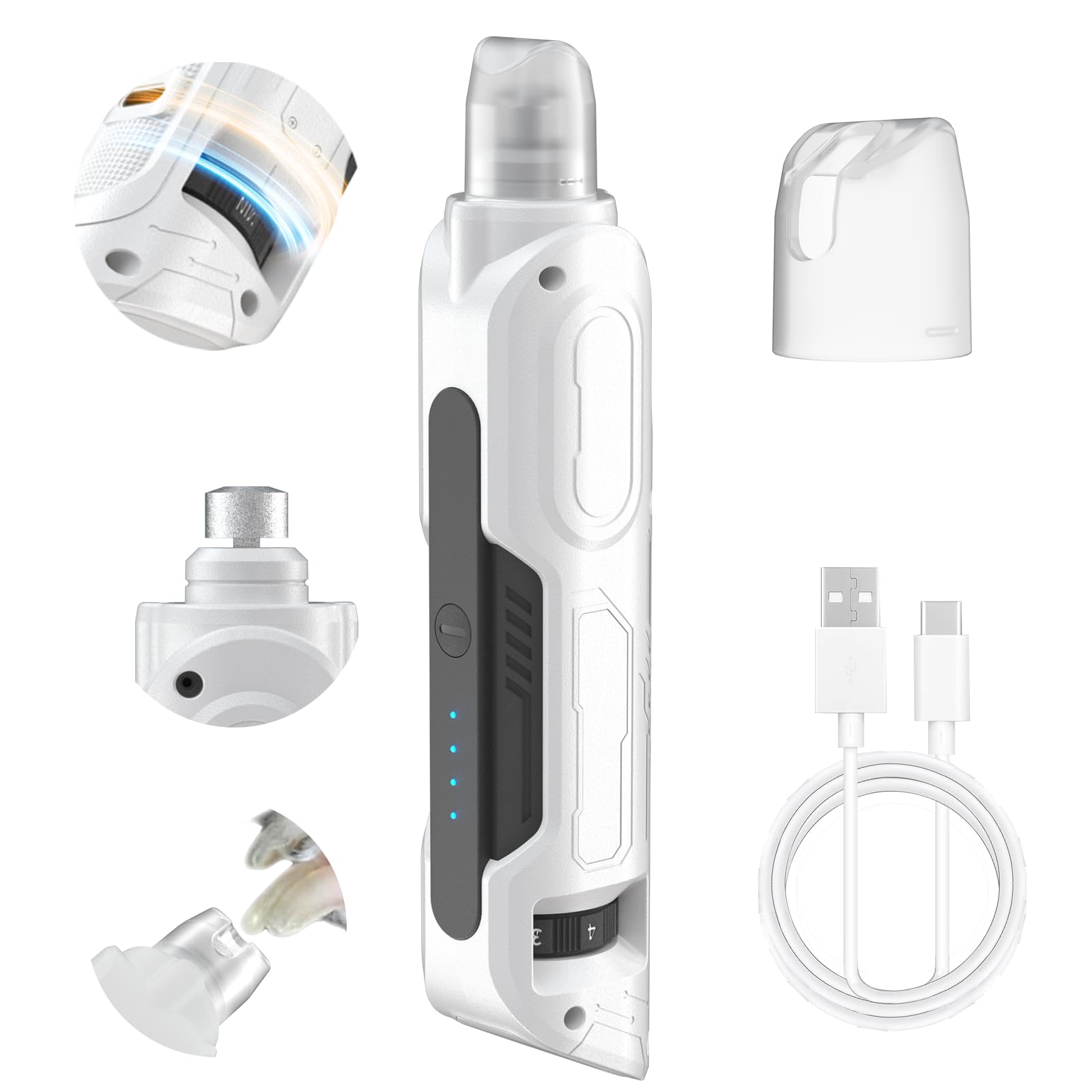 PAPIFEED high torque nail grinder front view shows compact handling for efficient home grooming