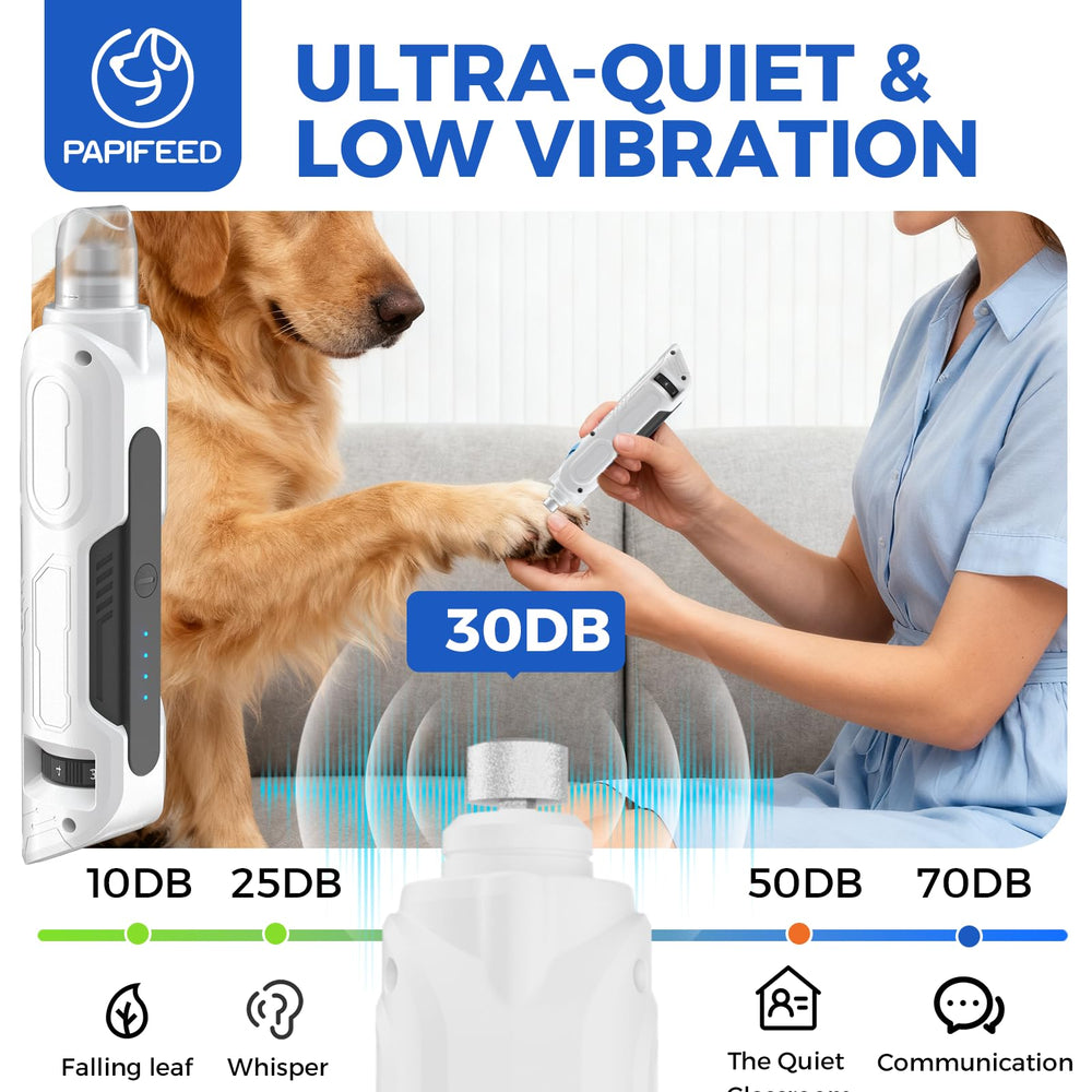 PAPIFEED in-use with dog demonstrates calm grooming session at home