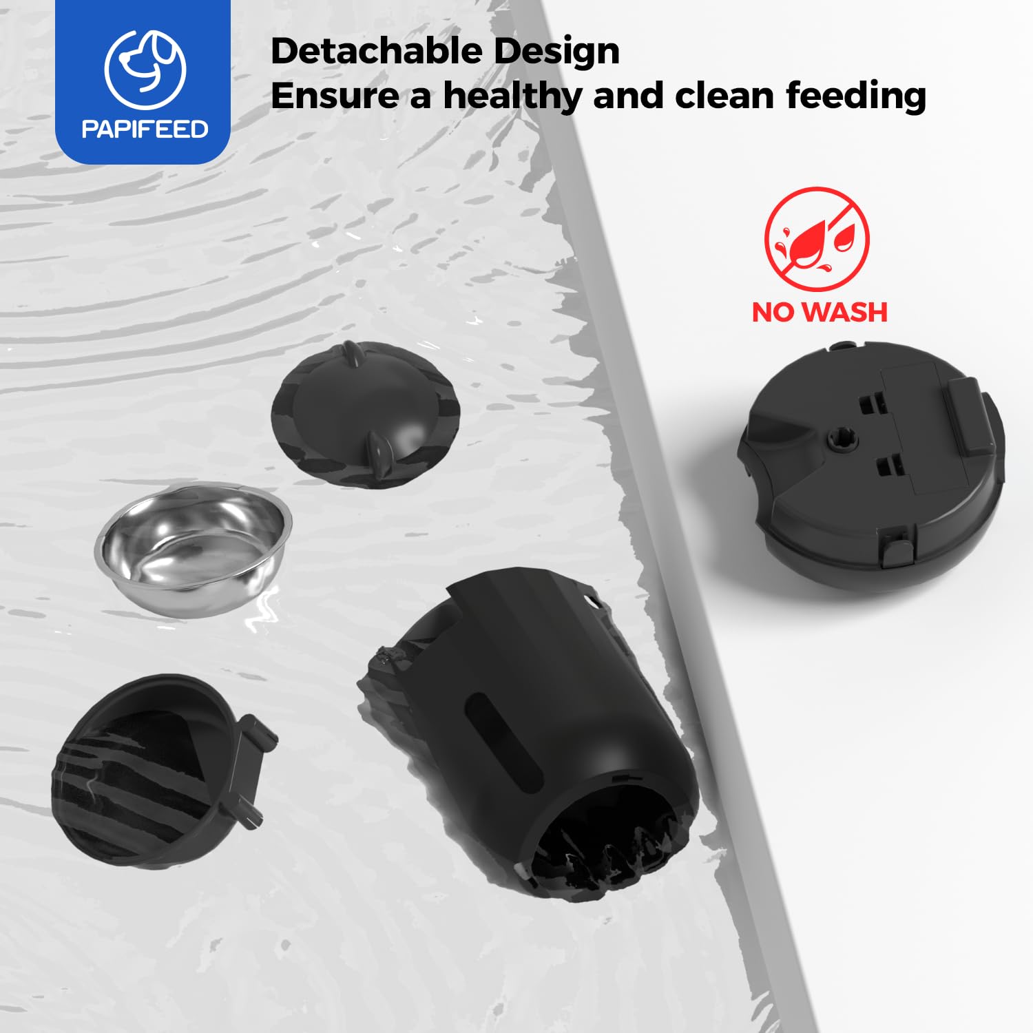 PAPIFEED knob-cover design prevents pets from stealing food