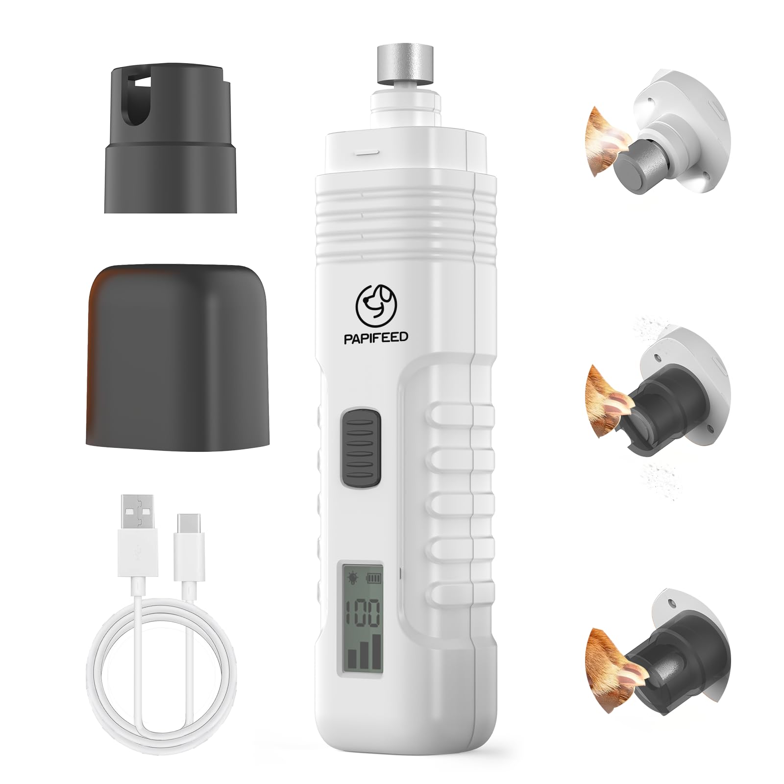 Lima de uñas PAPIFEED con 3 velocidades para perros de todos tamaños.
