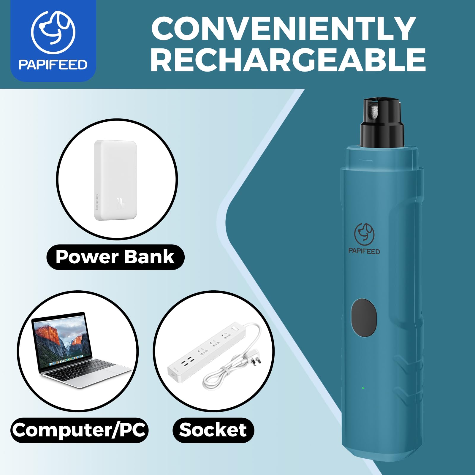 PAPIFFEED Battery life display, up to 8 hours use on a single charge