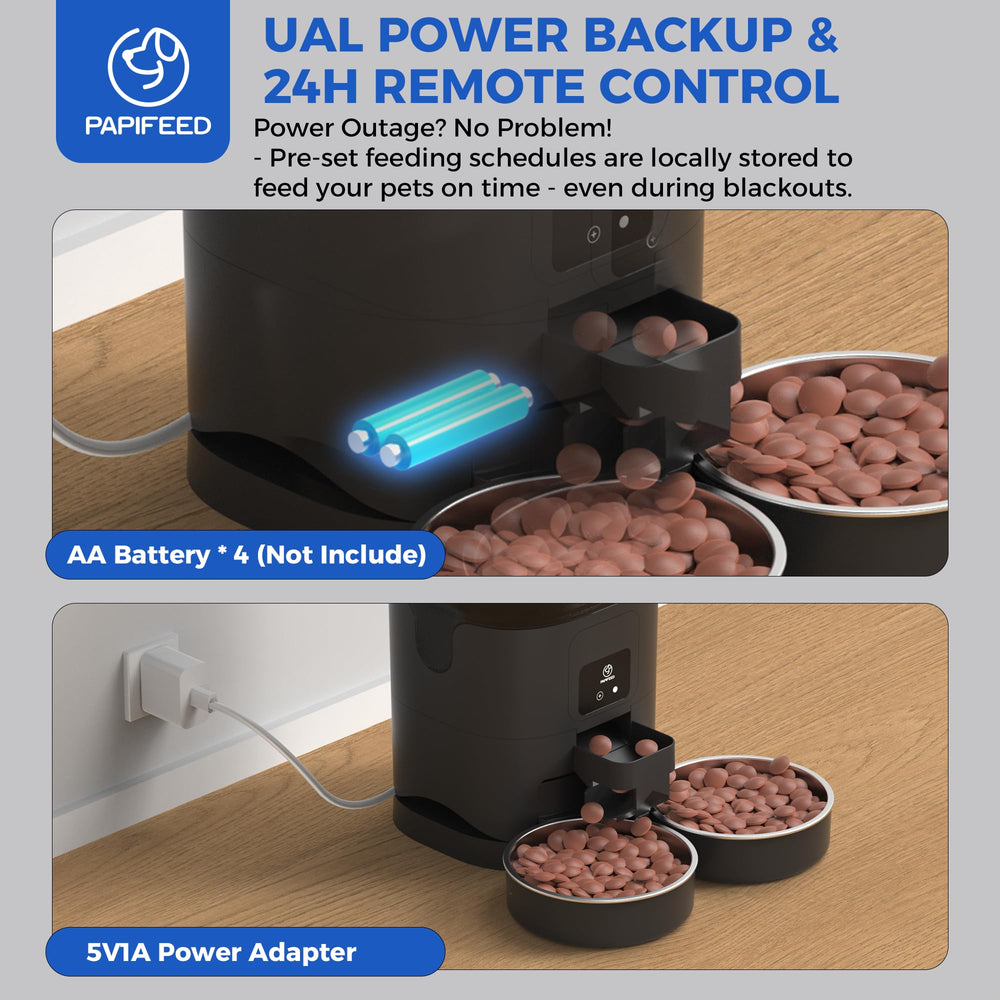 Papifeed slow feed mode dispenses kibble gradually for paced meals.