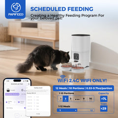 PAPIFEED smart wifi feeding schedule on app screen enables remote meal planning.