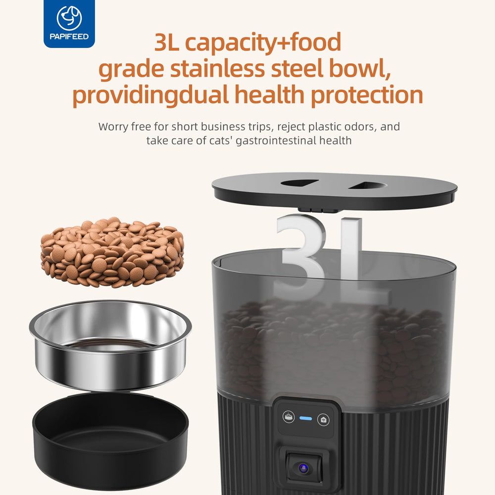 PAPIFEED two-way audio microphone view enables at-distance pet communication
