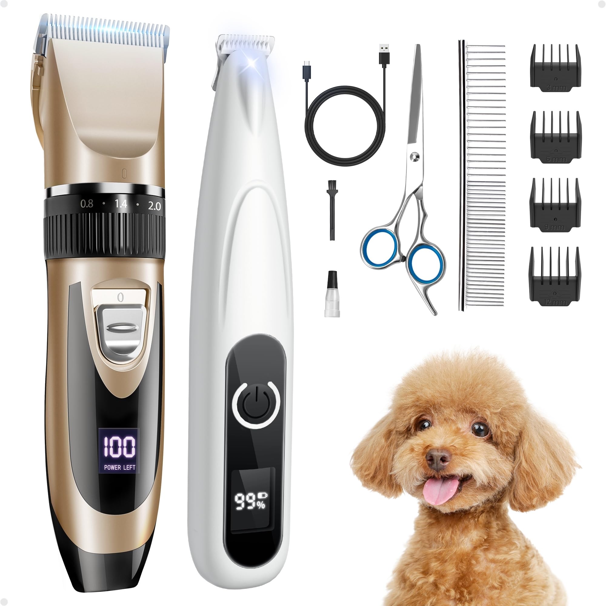 PAPMINI 2in1 dog grooming kit front view for easy home grooming.