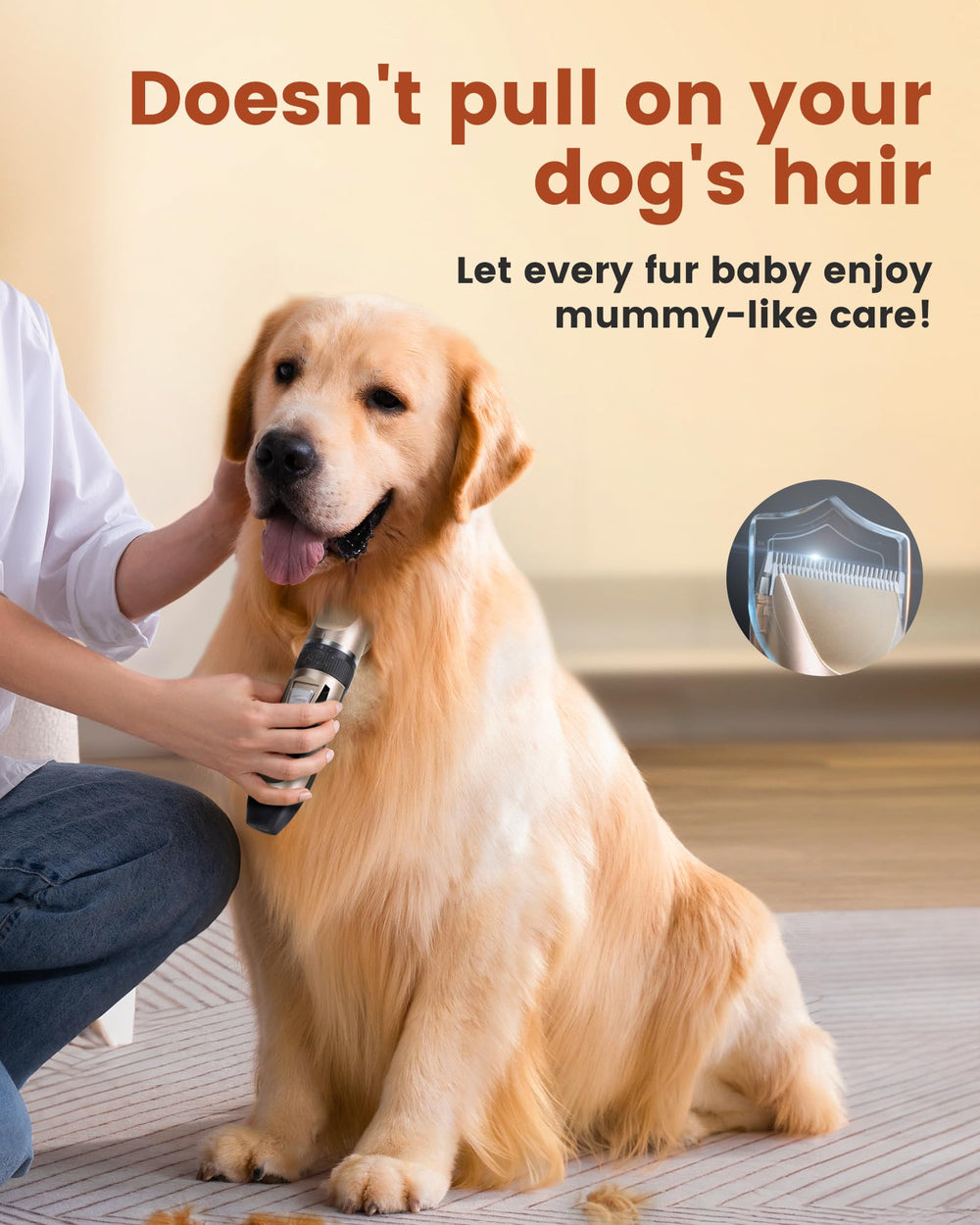 PAPMINI 2in1 dog grooming kit LED display shows battery status for planning.