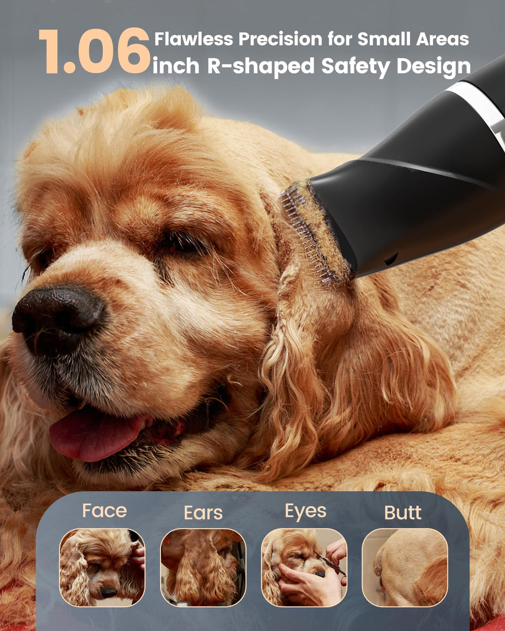 PAPMINI guide combs and attachments arranged for versatile grooming.