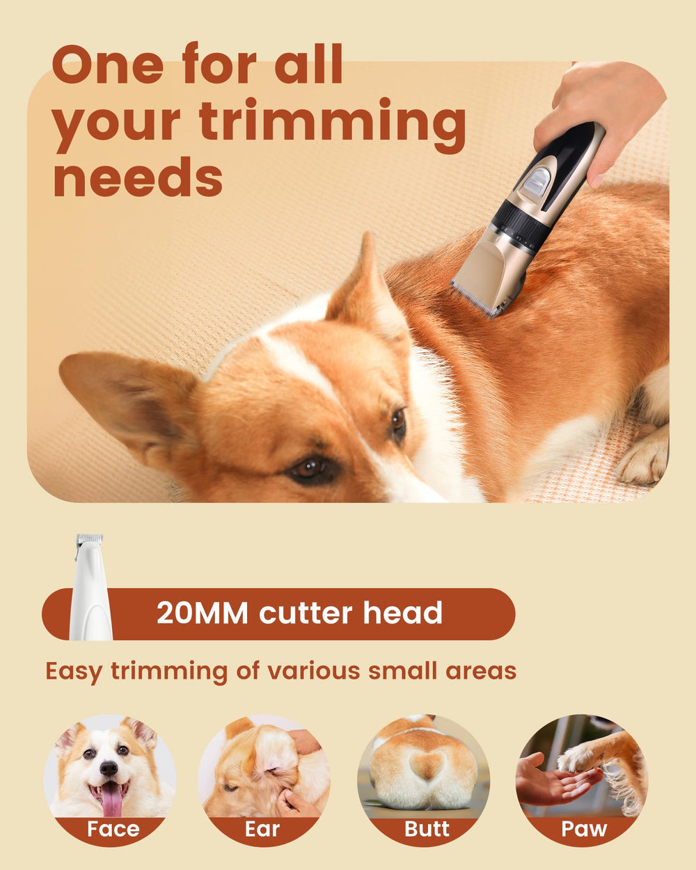 PAPMINI dog paw trimmer detail for precise paw care.