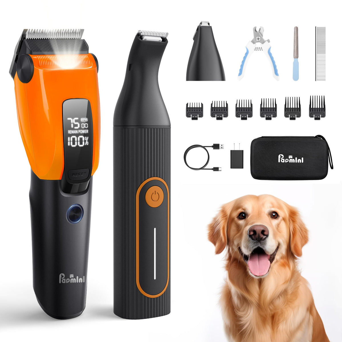 PAPMINI grooming kit front view, compact design for home use and storage