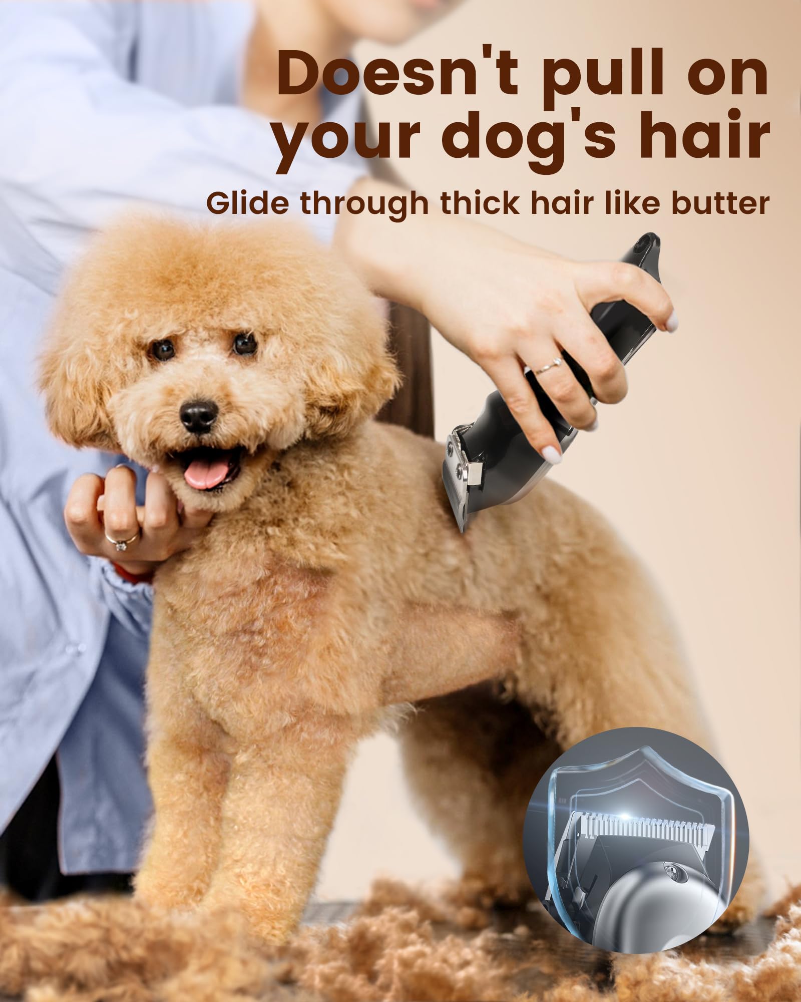 PAPMINI dog grooming kit LED-display highlights battery level for planned sessions