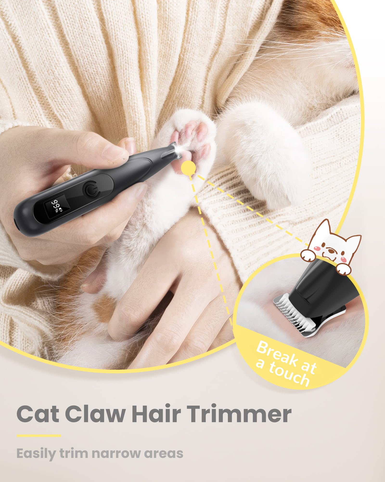PAPMINI Type-C rechargeable battery supports cordless grooming sessions.