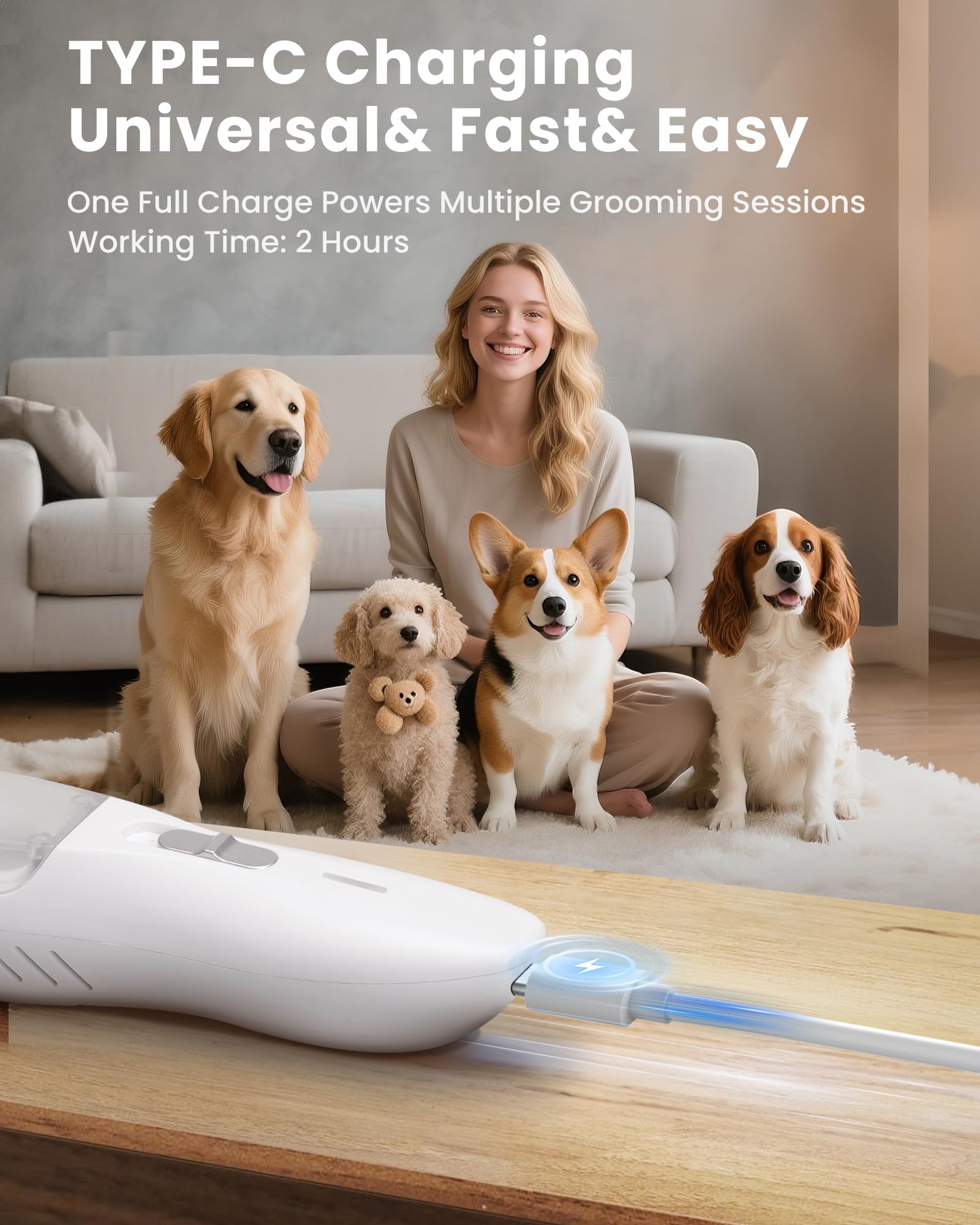 PAPMINI in use on paws ears and face for versatile grooming