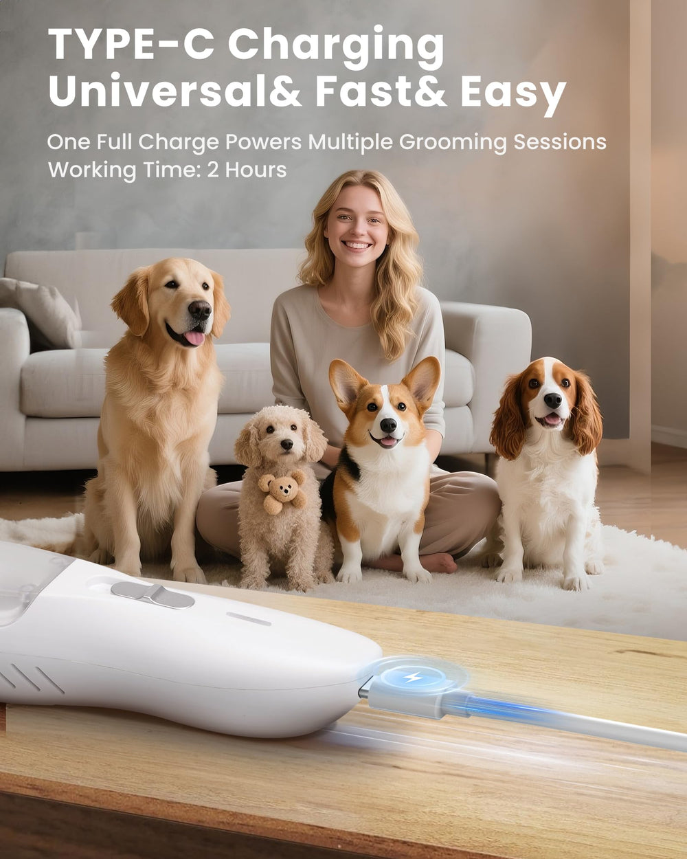 PAPMINI in use on paws ears and face for versatile grooming