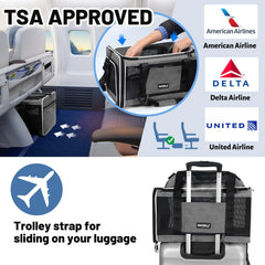 PAPZER cat carrier inner tether and reflective strap boost pet security.