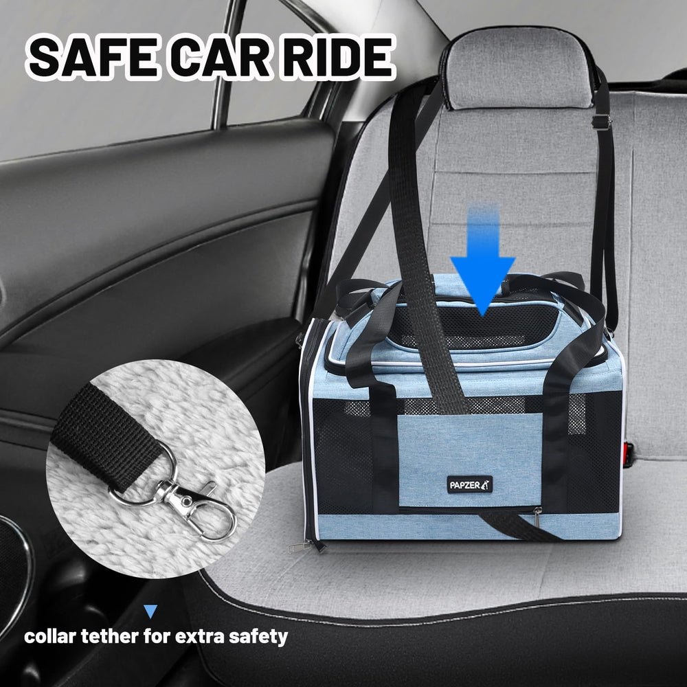PAPZER cat carrier side-pocket-reflective boosts visibility for safer handling.