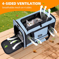PAPZER Cat Carrier adjustable shoulder strap enables hands-free airport carry