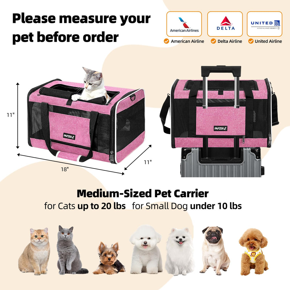 PAPZER cat carrier under-seat flight-ready design for airplane trips