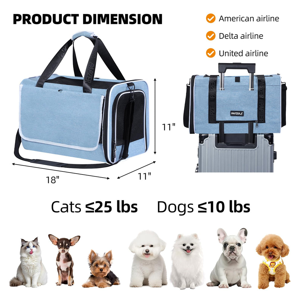 PAPZER Delta-approved TSA pet crate blue for compliant airline transport