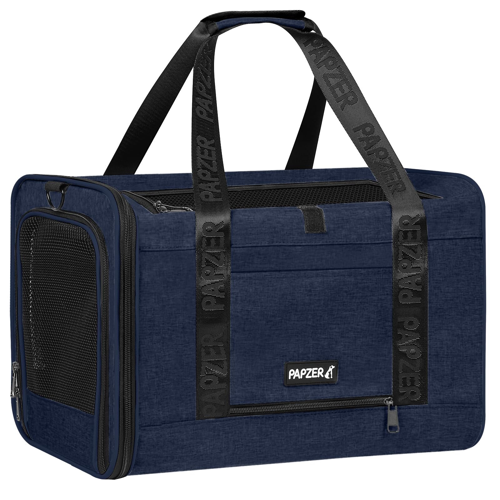 PAPZER under seat carrier with luggage handle slot for easy airport handling