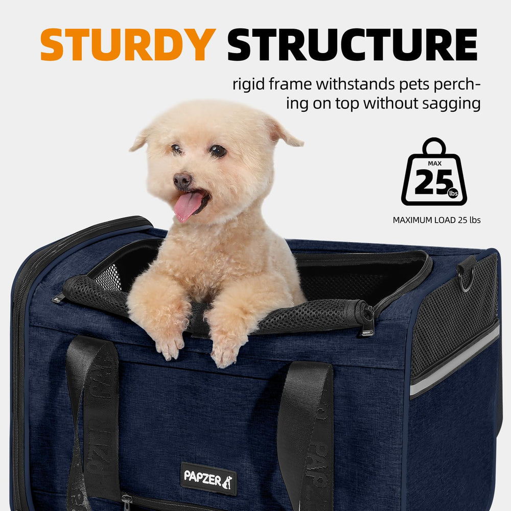 PAPZER self locking zippers prevent pet escape during taxi and terminal travel