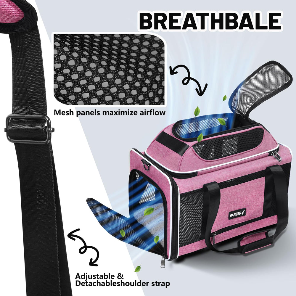 PAPZER Top-Expandable Cat Carrier airplane cabin pink airline compatibility