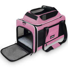 PAPZER Top-Expandable Cat Carrier main view pink for easy travel