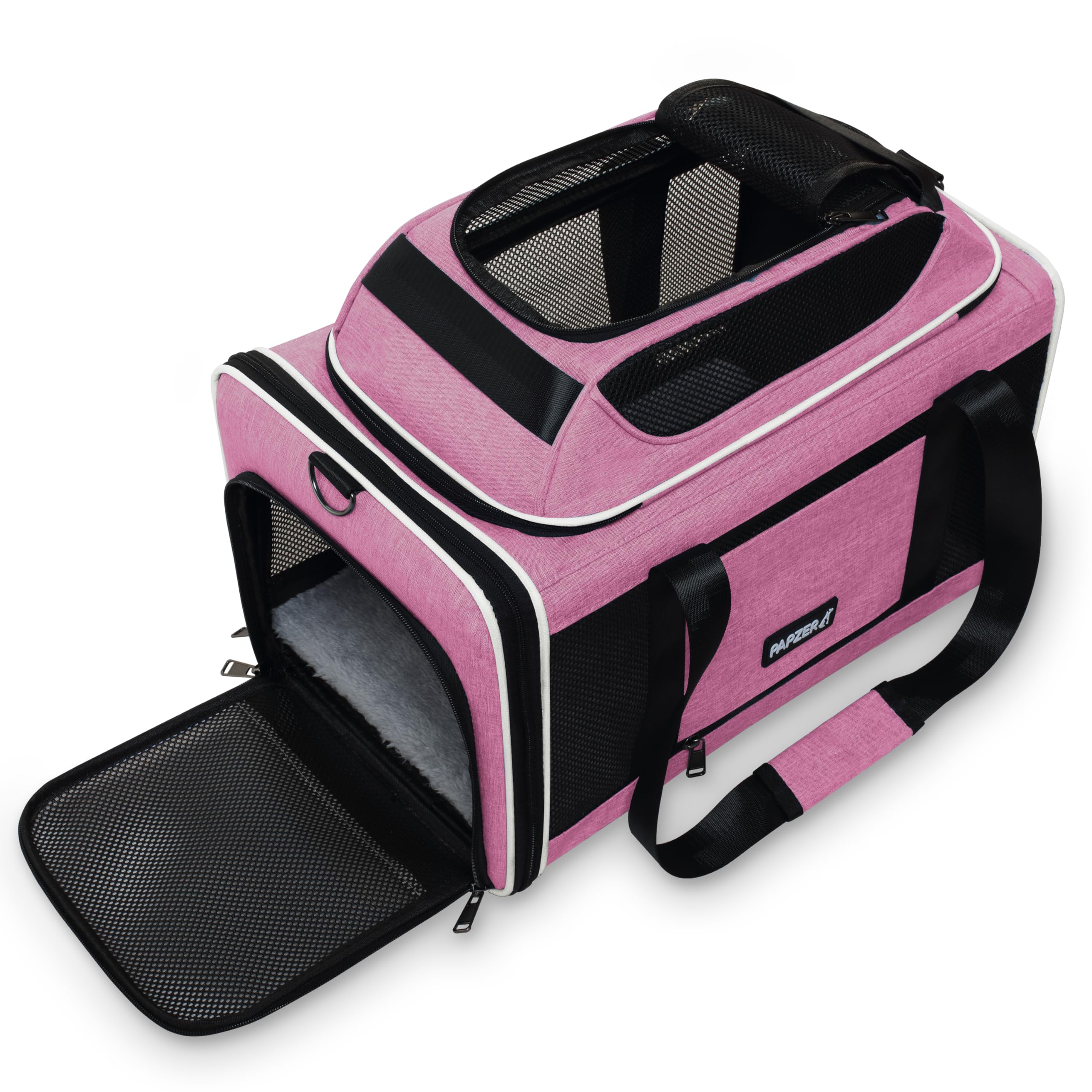 PAPZER Top-Expandable Cat Carrier storage pocket pink convenient travel