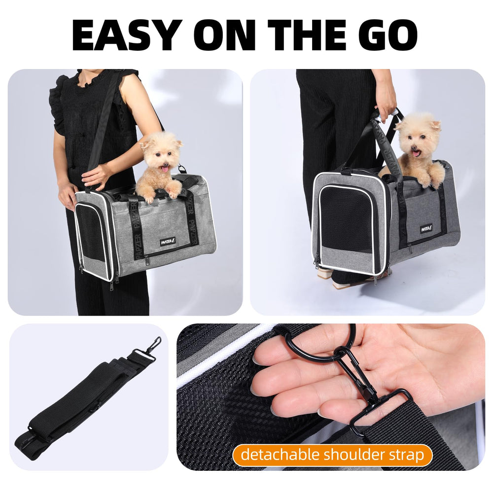 Papzer medium carrier fits pets up to 20 lbs for safe, cozy travel.