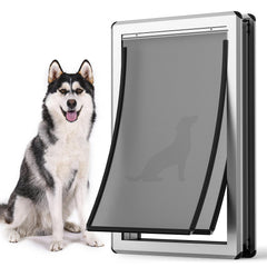 Parab House aluminum XL dog door frame shows sturdy, rust-resistant construction.