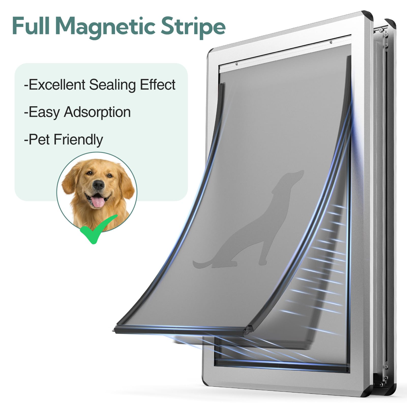 Parab House aluminum XL dog door magnetic flaps seal out rain for weather protection.