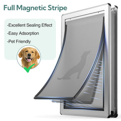 Parab House aluminum XL dog door magnetic flaps seal out rain for weather protection.