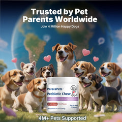 PararaPets Probiotics for Dogs Soft Chews treat-bowl setup shows convenient daily use