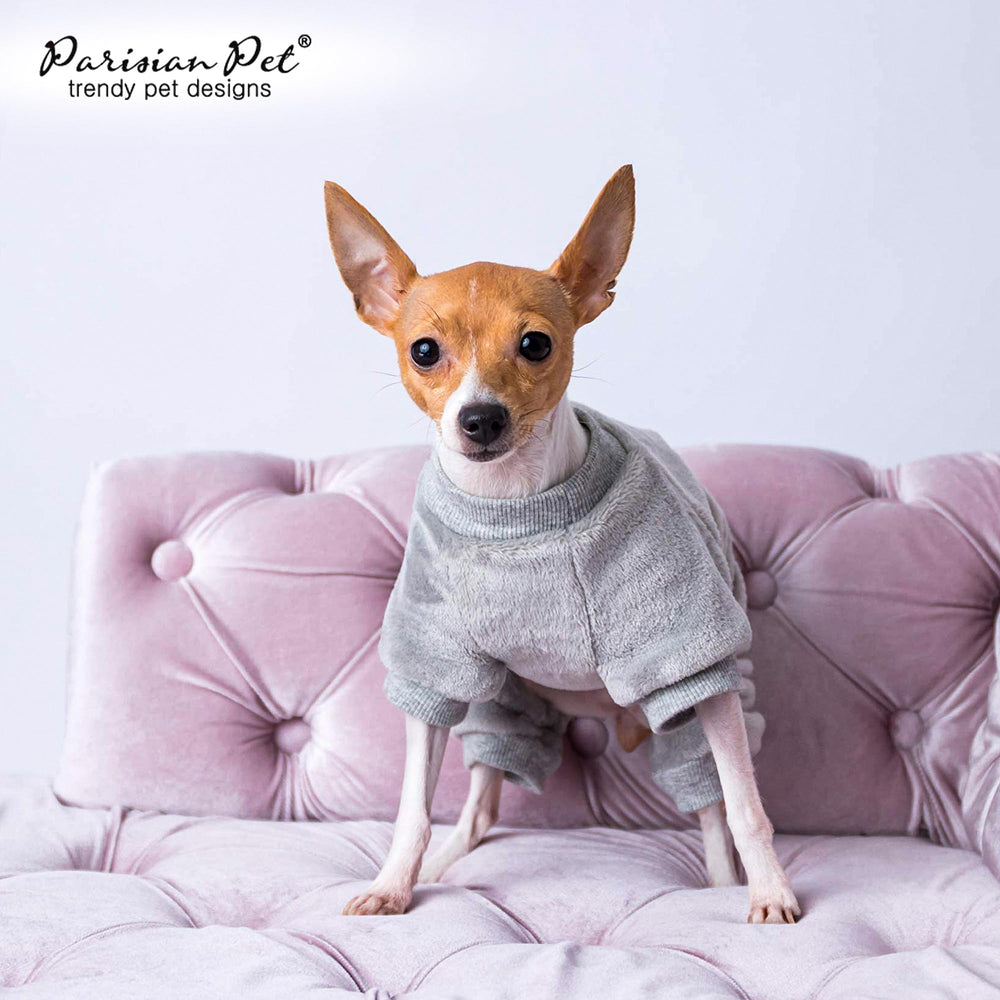 Parisian Pet grey dog pjs with adjustable waistband for fit