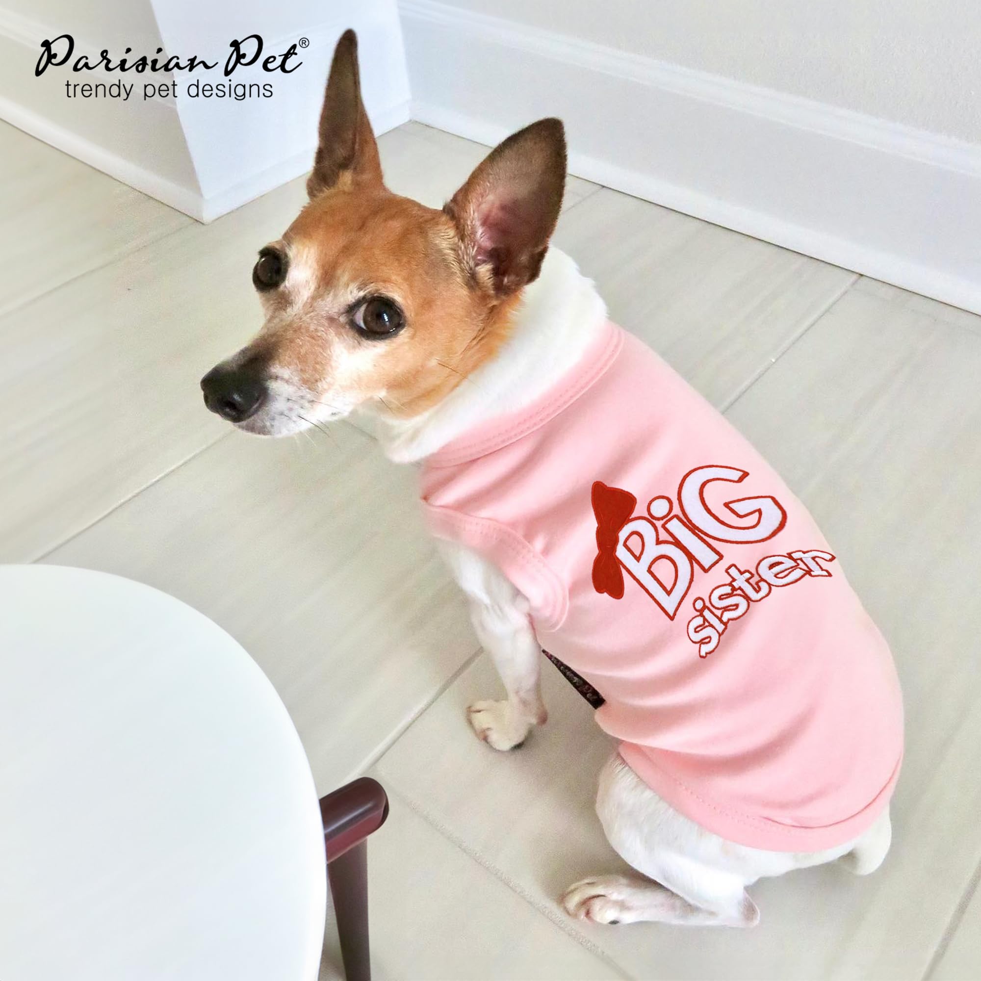Parisian Pet Big Sister T-Shirt cotton fabric close-up for soft, comfortable wear