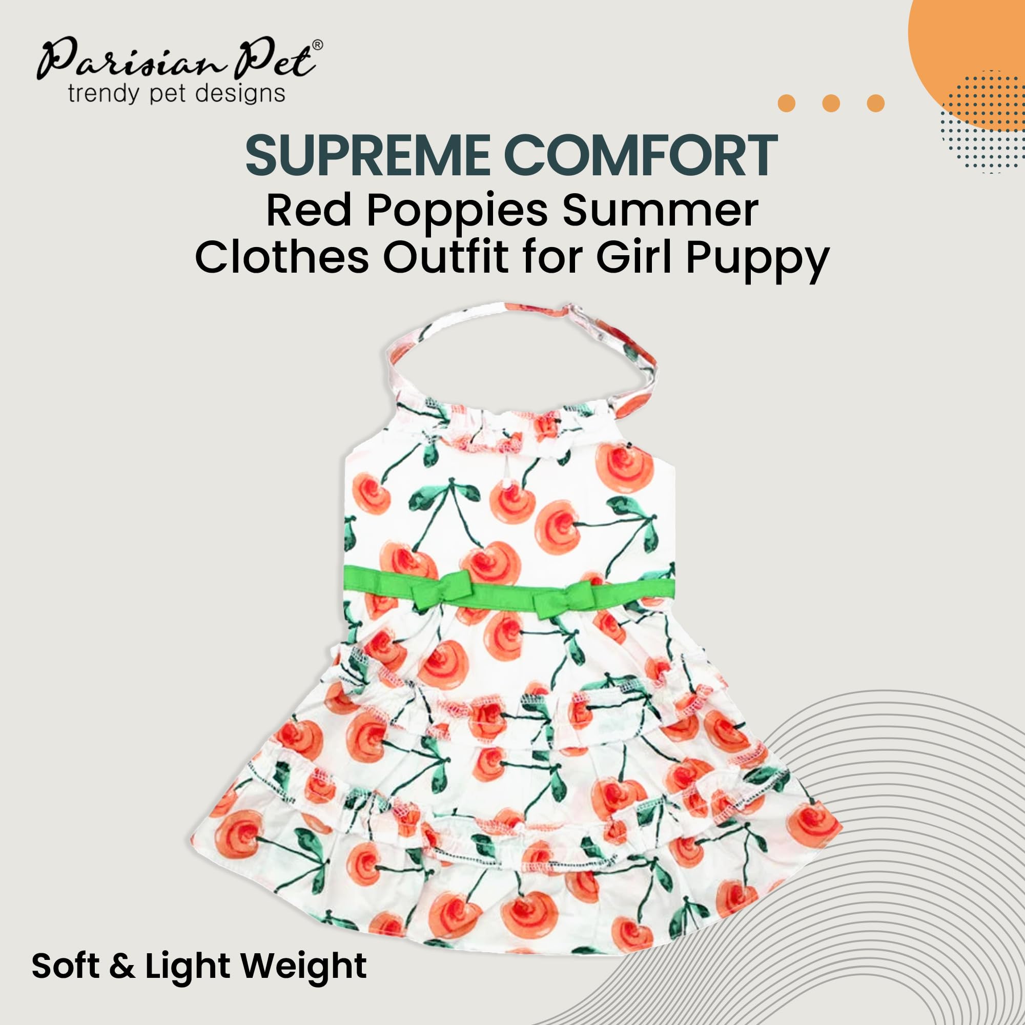 Parisian Pet Boho Dress red poppies side view highlighting breezy fit for warm days.