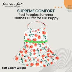 Parisian Pet Boho Dress red poppies side view highlighting breezy fit for warm days.