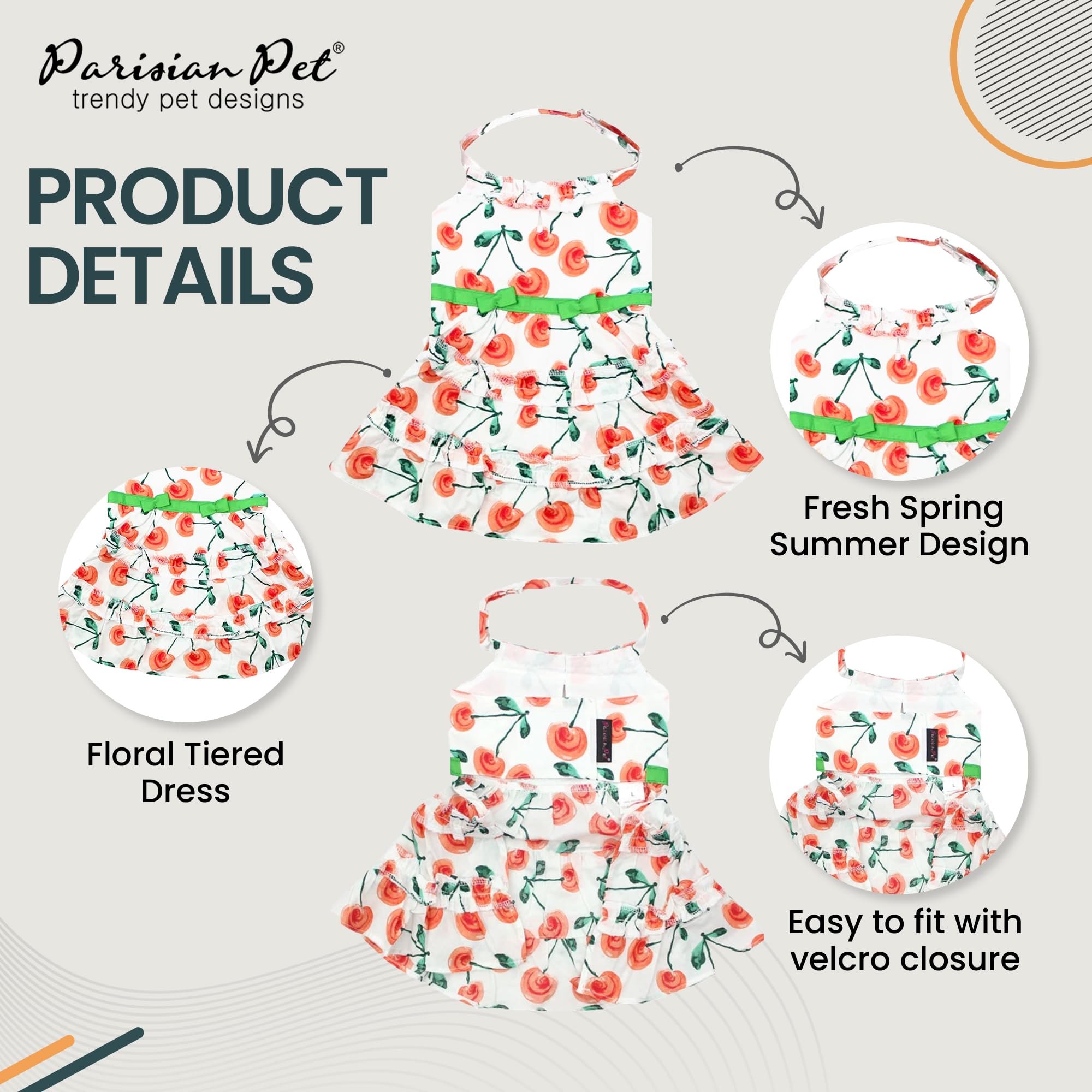 Parisian Pet Boho Dress Velcro closure closeup showing easy dressing and secure fit.