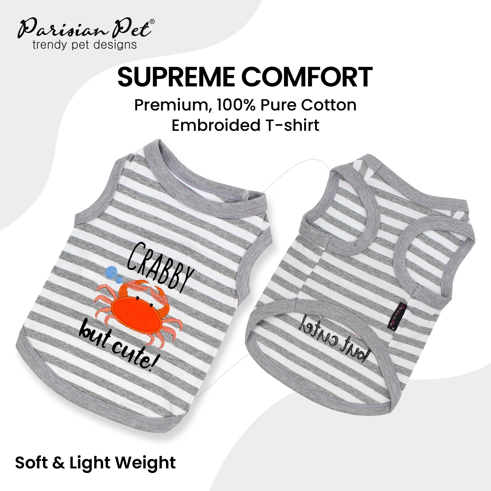 Parisian Pet breathable 100% cotton dog tee keeping a dog cool outdoors.