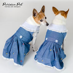Parisian Pet Chambray Overall Dress with sleeveless design for summer warmth