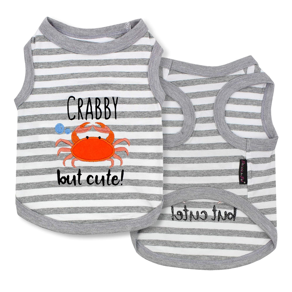 Parisian Pet Crabby but Cute embroidered tank top on a dog for playful daily wear.