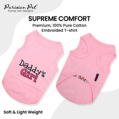 Parisian Pet Daddy's Girl embroidery close-up highlighting premium craftsmanship and cotton feel.