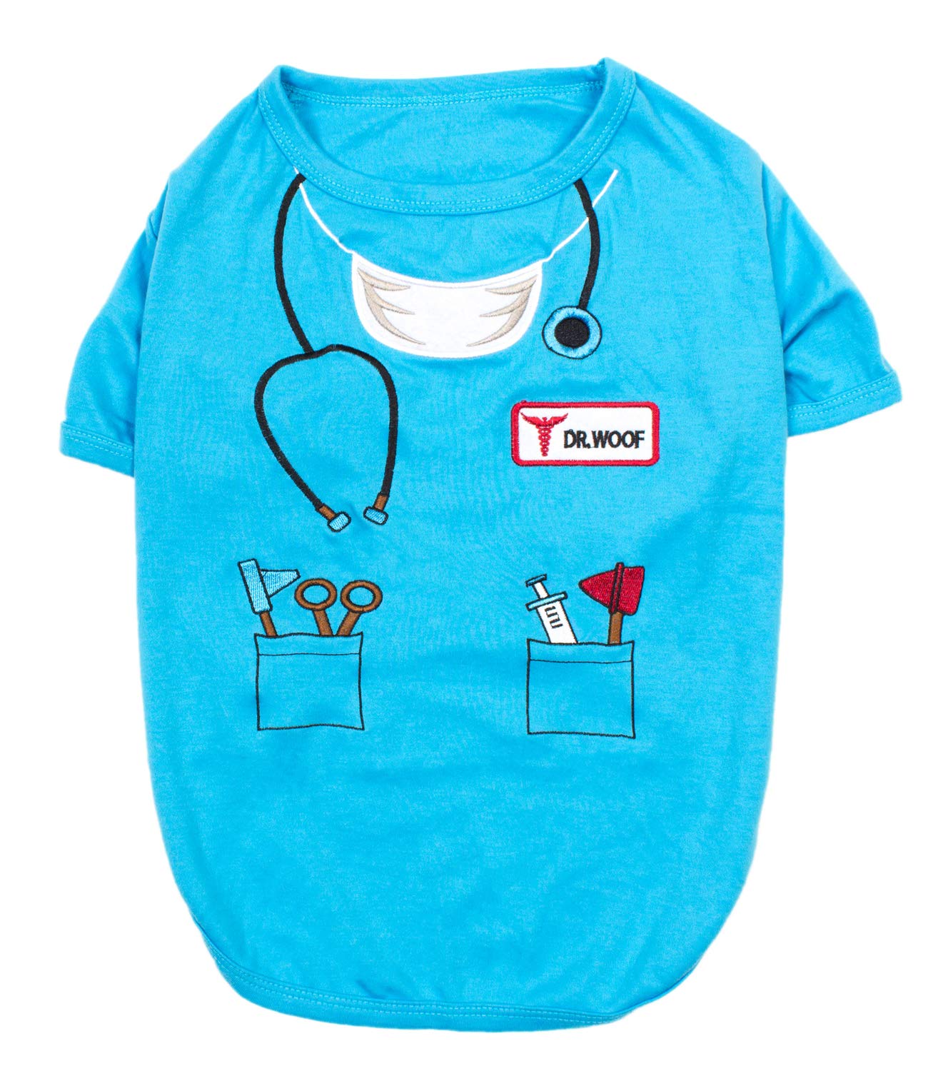 Parisian Pet Doctor Woof Shirt care instructions show simple upkeep.