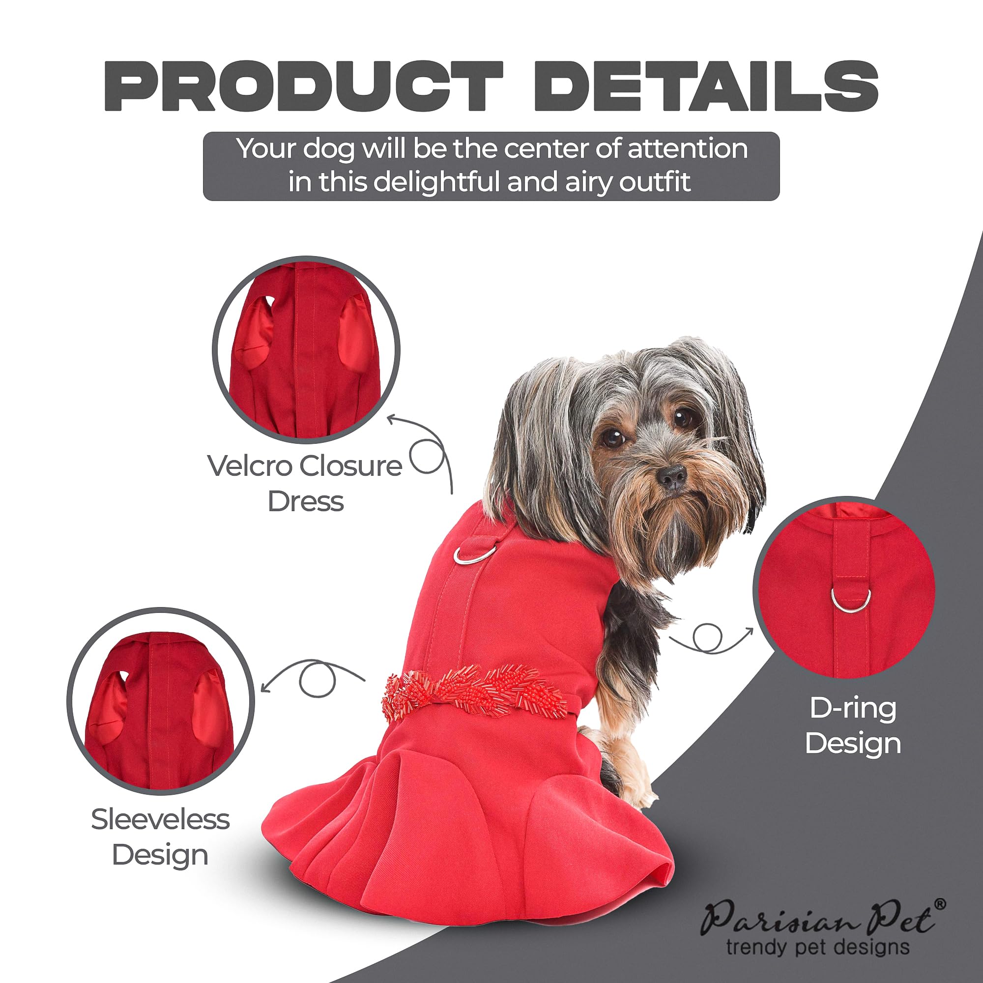 Parisian Pet dog Christmas dress with D-ring leash detail