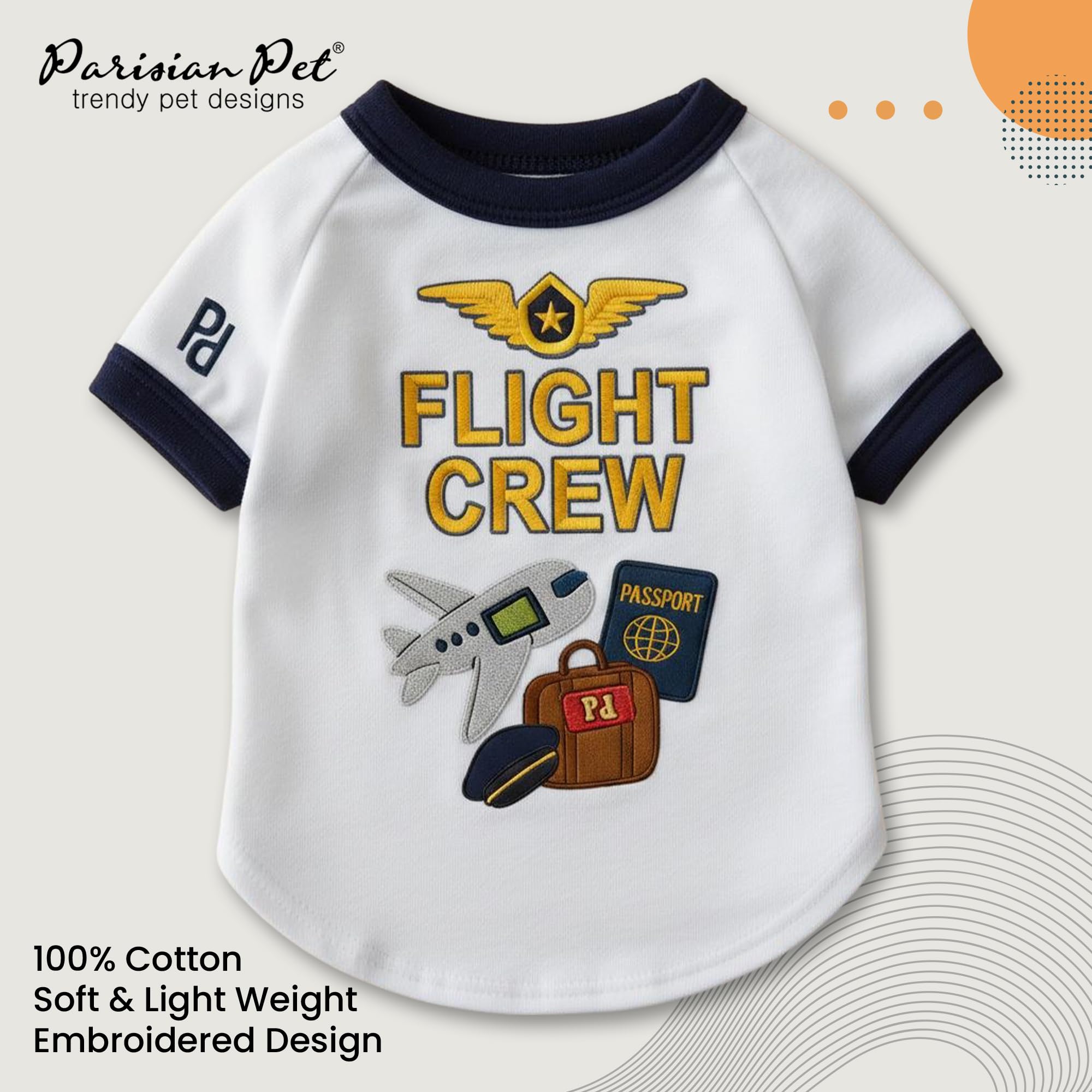 Parisian Pet Dog Flight Crew Shirt side view shows sleek fit for movement