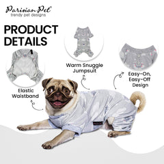 Parisian Pet anti-shedding dog suit helps reduce fur on furniture during naps.