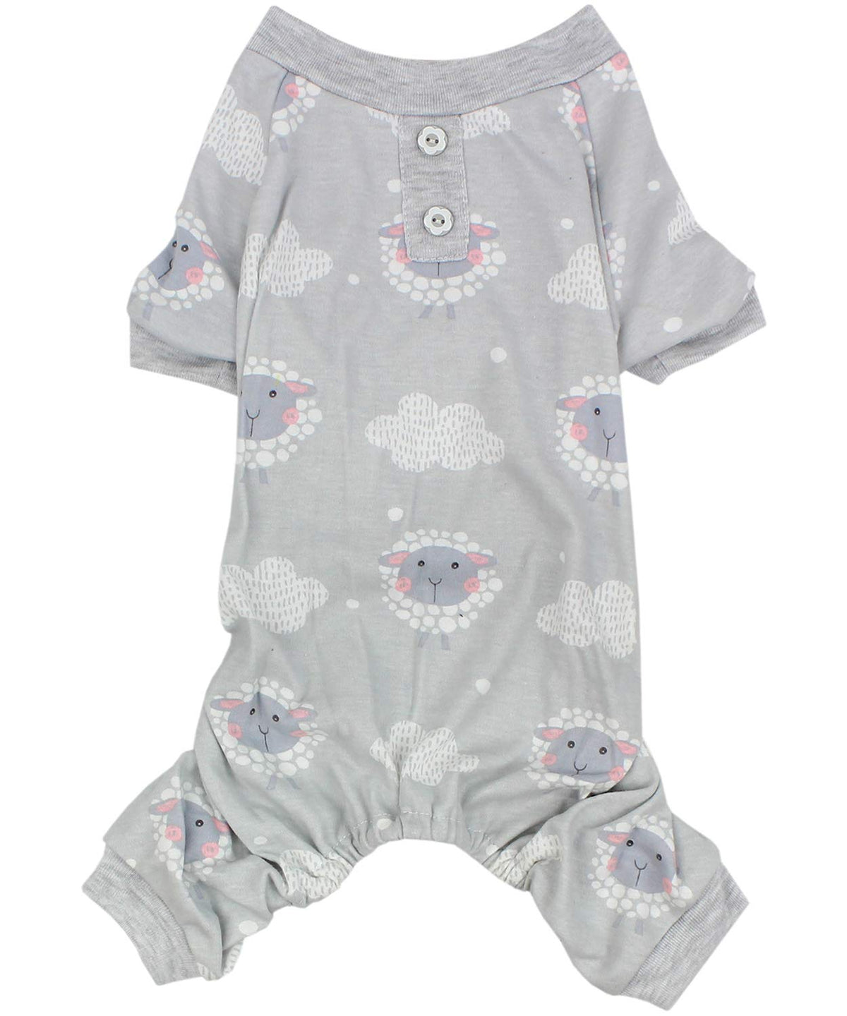 Parisian Pet dog pajamas gray cloud design for cozy lounging and night sleep.