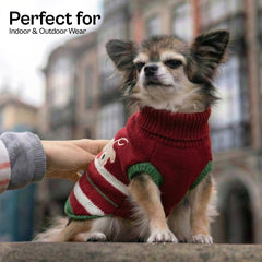 Parisian Pet knit dog sweater with turtleneck adds wind resistance and timeless elegance.